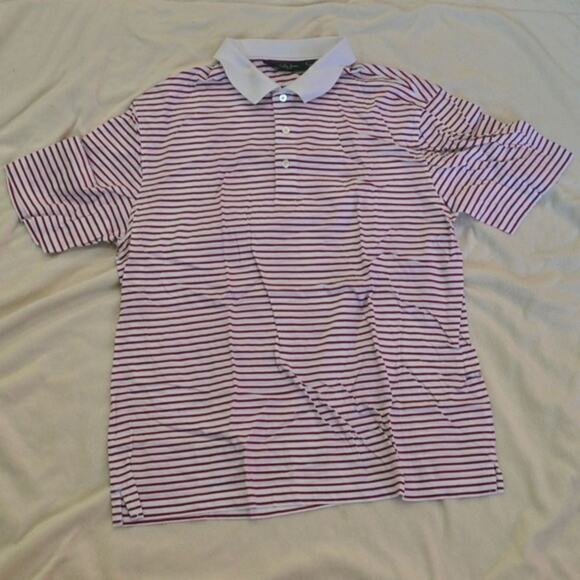 Bobby Jones Red & White Striped Polo Shirt | Sz L - Picture 2 of 5